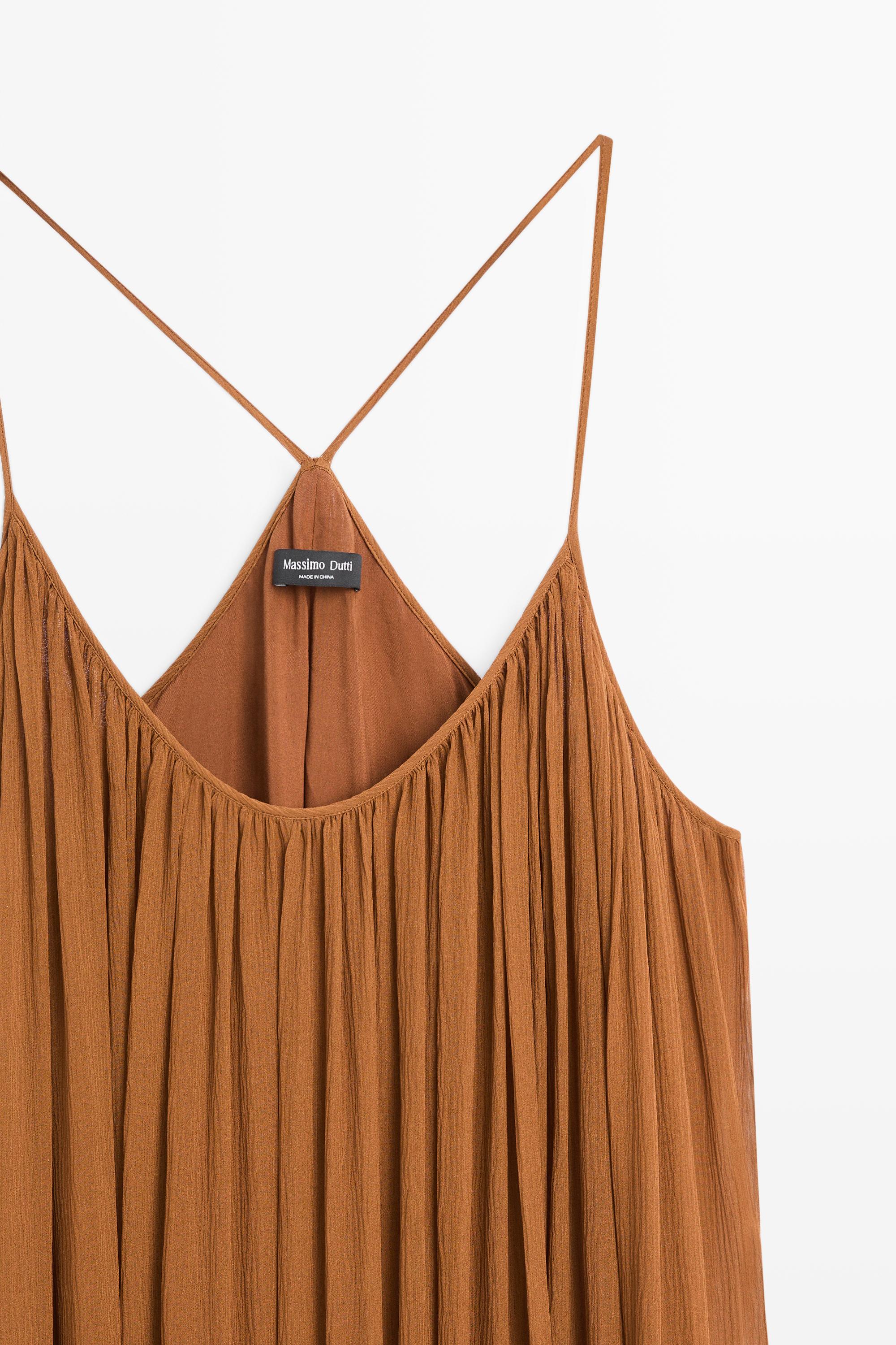 100% silk gathered midi dress